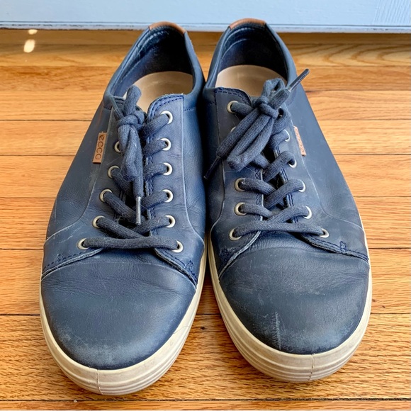 Men’s navy leather Ecco shoes - Picture 3 of 10